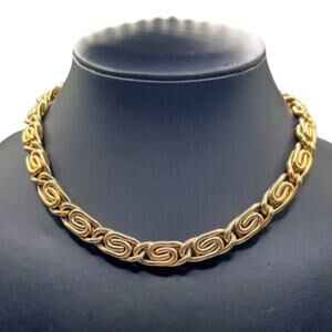 Vintage Erwin Pearl Gold Tone S-Link Chain Choker Necklace 16”